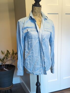 a new day Light Blue Denim-Style Button-Down Shirt